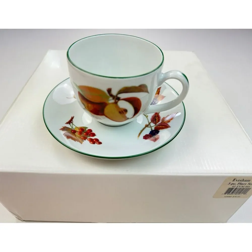 Royal Worcester Evesham Vale 5 Piece Place Setting NEW Fine English PorcelainTea